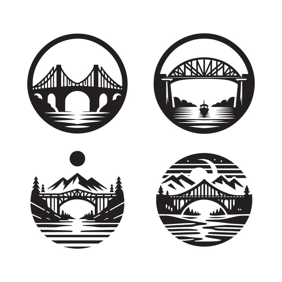 Beam Bridge Silhouette for Architectural Designs vector