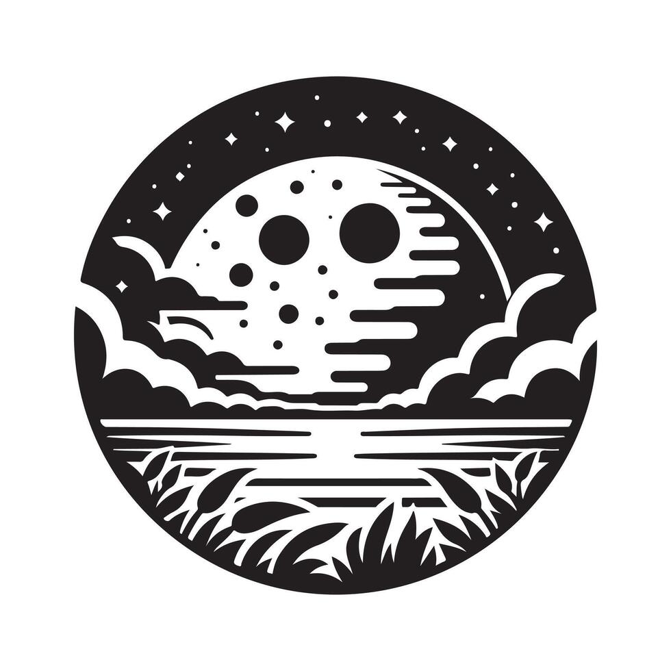 Moon Silhouette for Elegant Projects vector