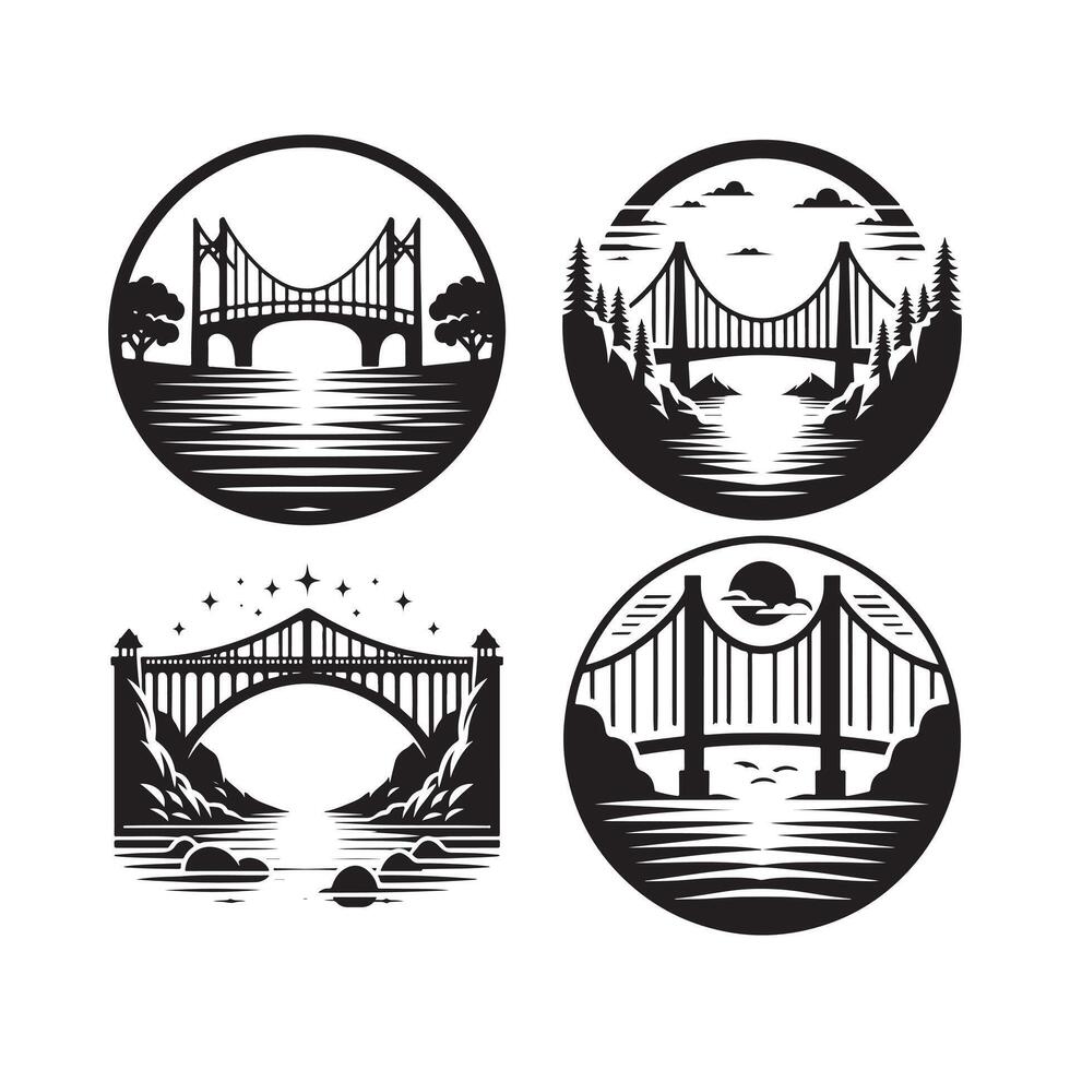 Stone Bridge Silhouette for Branding vector