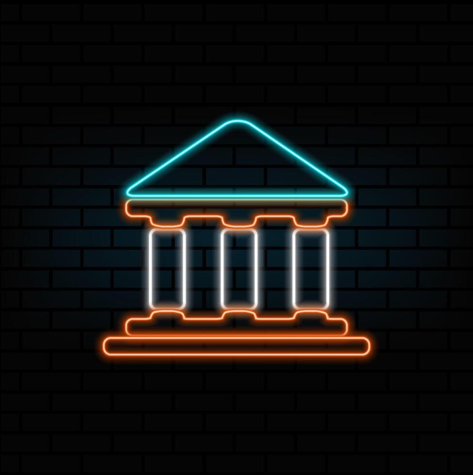museum building icon. museum sign. symbol, icon. art gallery logo. architecture. neon style.bank line icon, school and education icon. vector