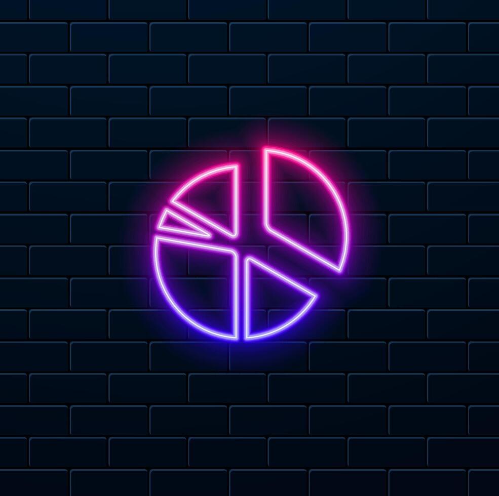 Round graphic fraction circle shape element. geometric diagram division section cone. Chart division wheel. neon style.Pizza chart circle symbol disco. circle pie chart vector