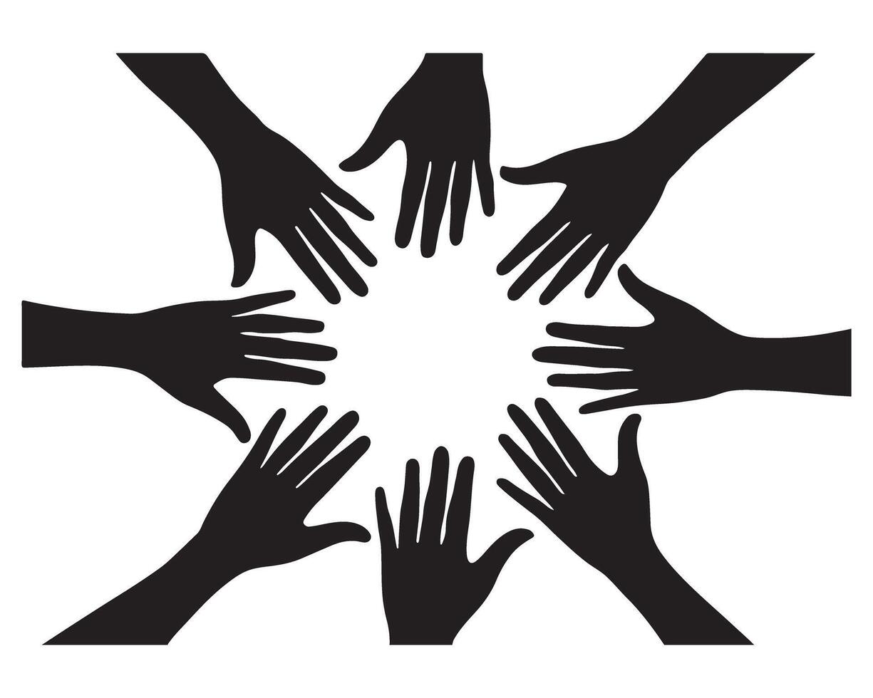 Silhouette of Hands Joined in a Circle, Symbolizing Unity and Collaboration vector