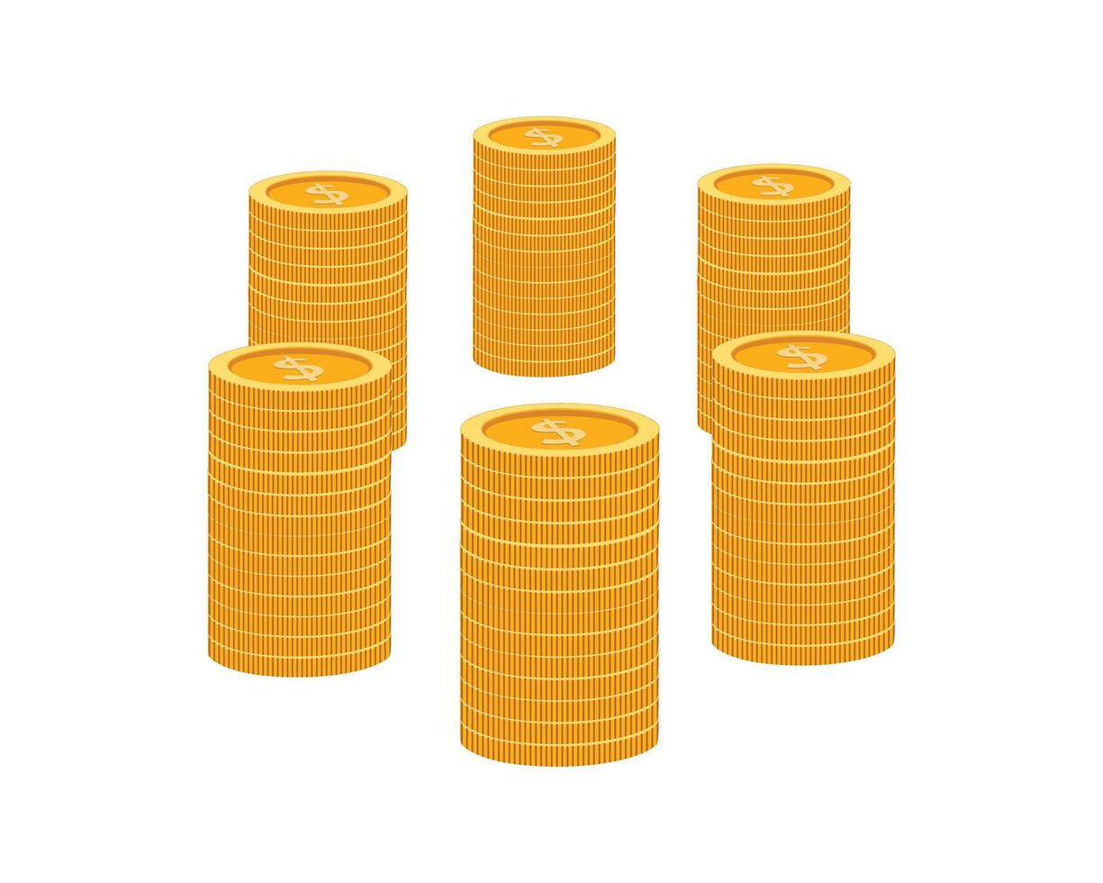 Stacks of golden coins illustrates financial success vector