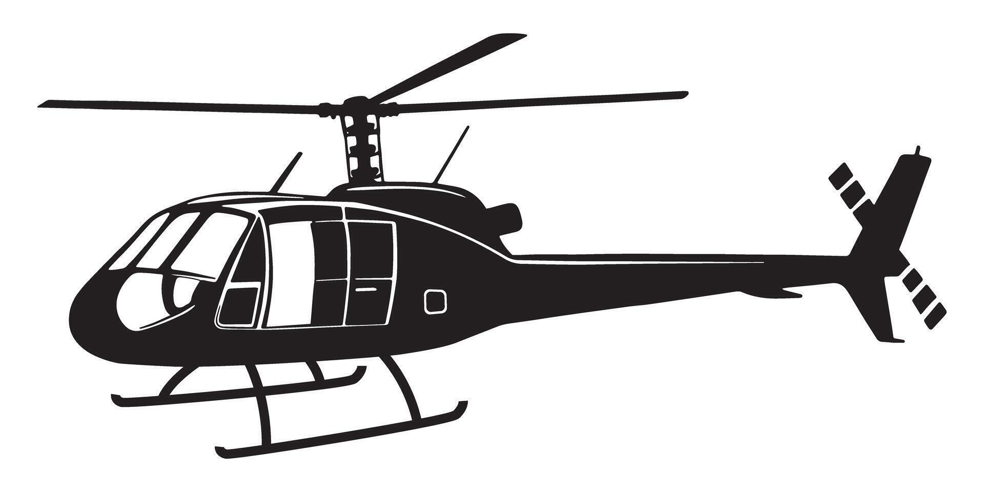 Helicopter Aircraft Silhouette on Isolated White Background vector