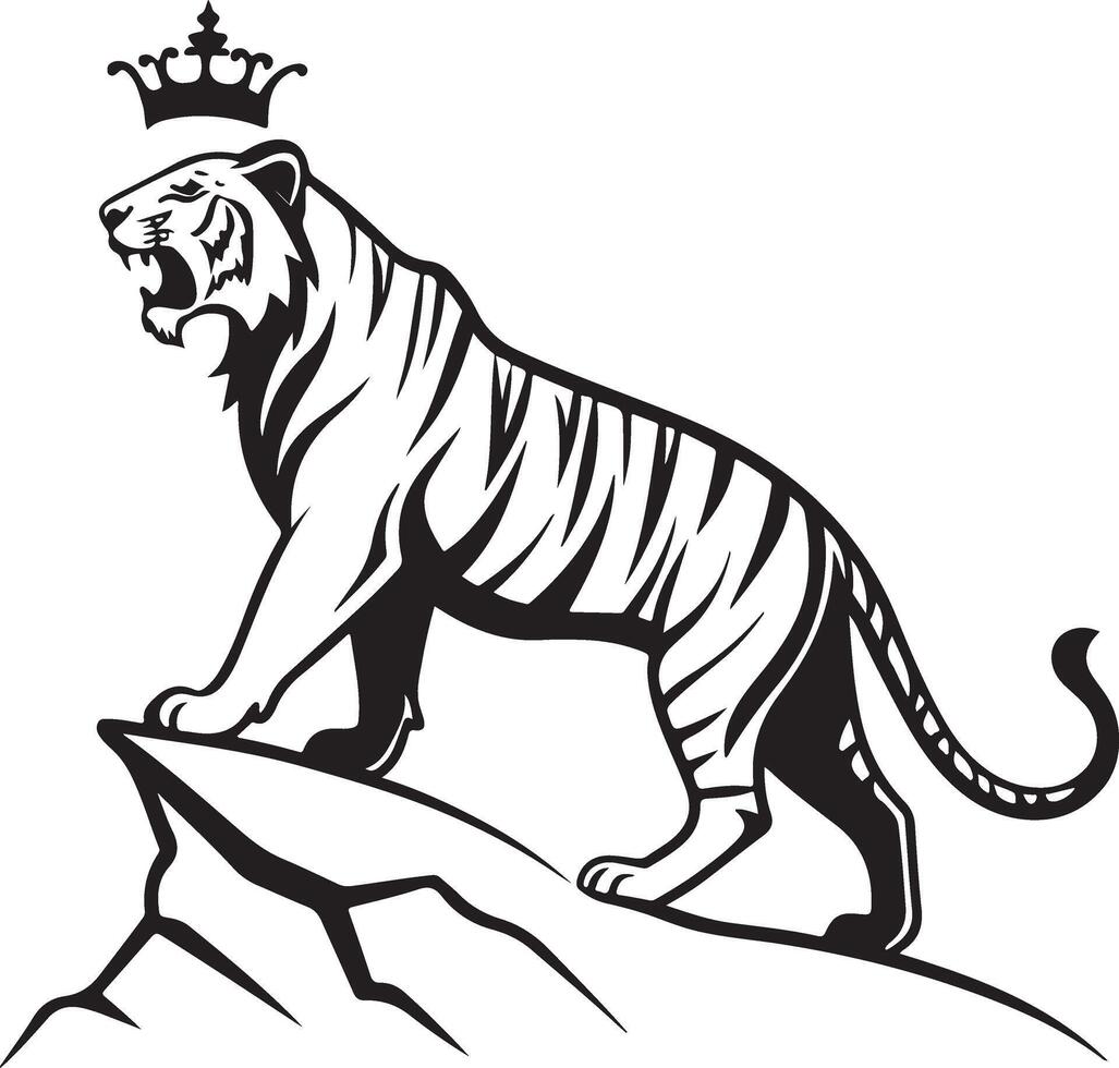 Bold Black and White Tiger Silhouette Design vector