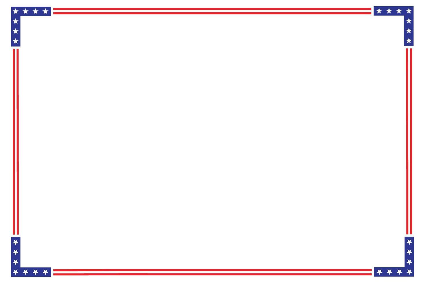 American Flag themed frame design for USA document Border vector