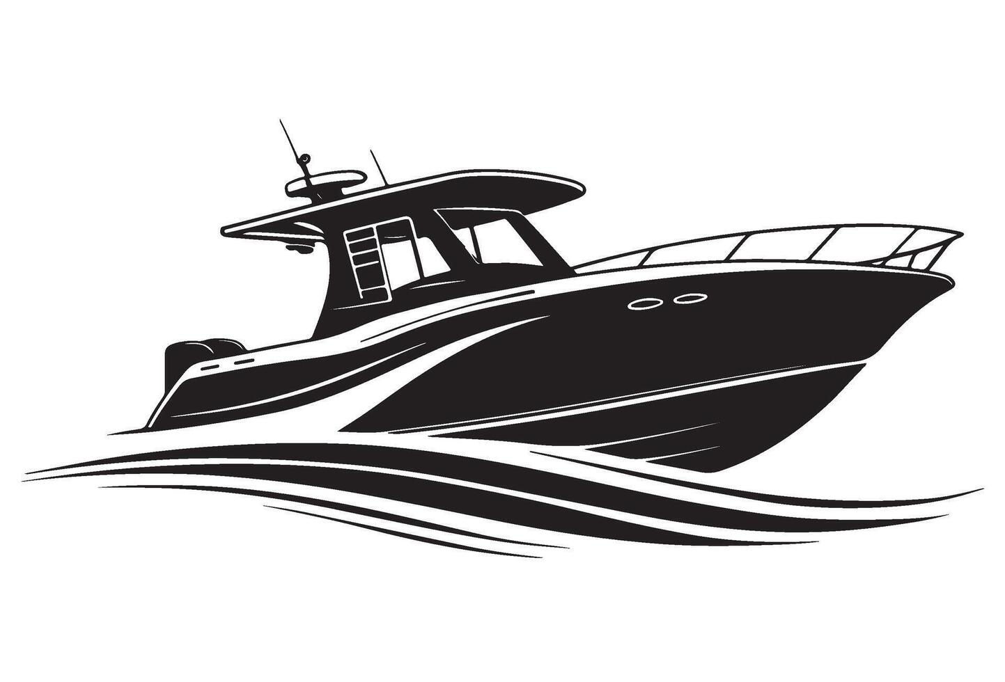 Speedboat, Sea boa silhouette illustration logo on isolated white background vector