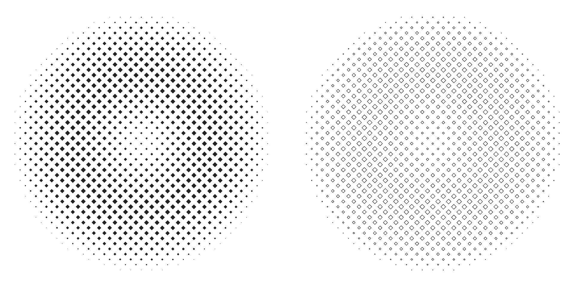 Abstract Square and Outline Halftone Circle Pattern with Graduated Density vector