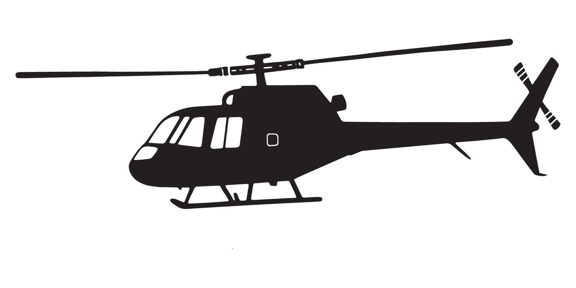 Helicopter Aircraft Silhouette Against Isolated White Background vector