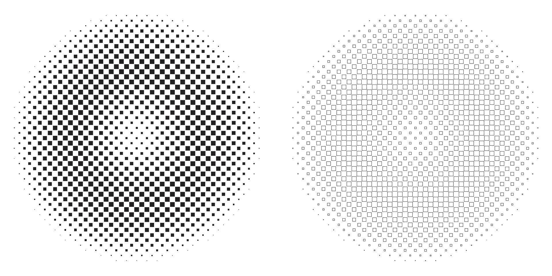 Abstract Square Outline Halftone Circle Pattern with Graduated Density vector
