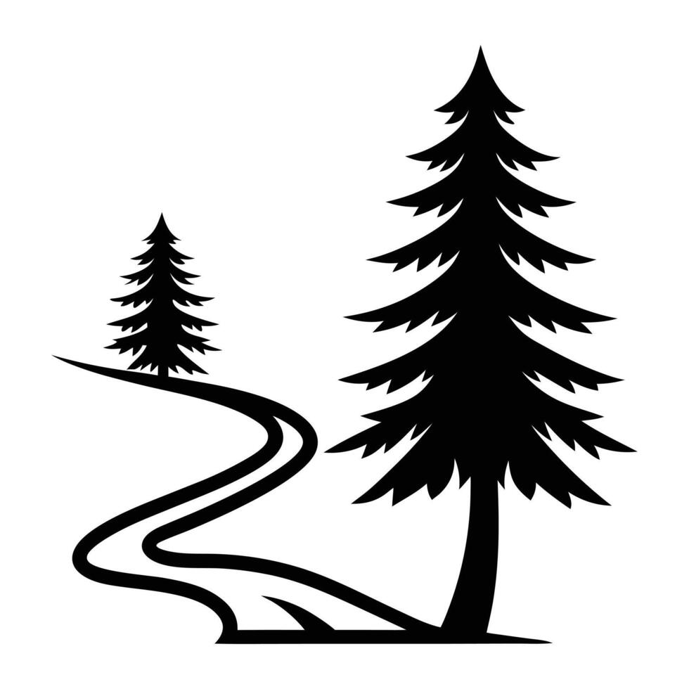 Wild Forest Pine Tree Silhouette Perfect for Logos Art vector