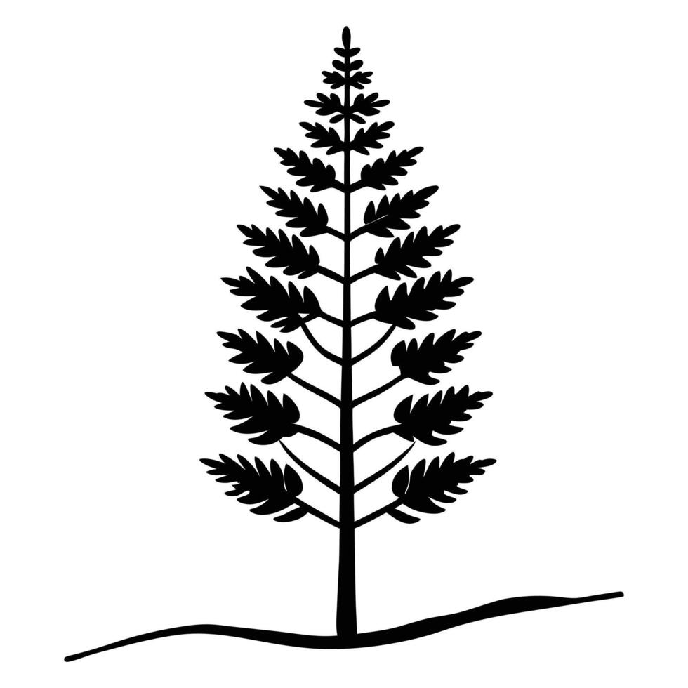 Classic Black Pine Tree for Digital Print Use vector