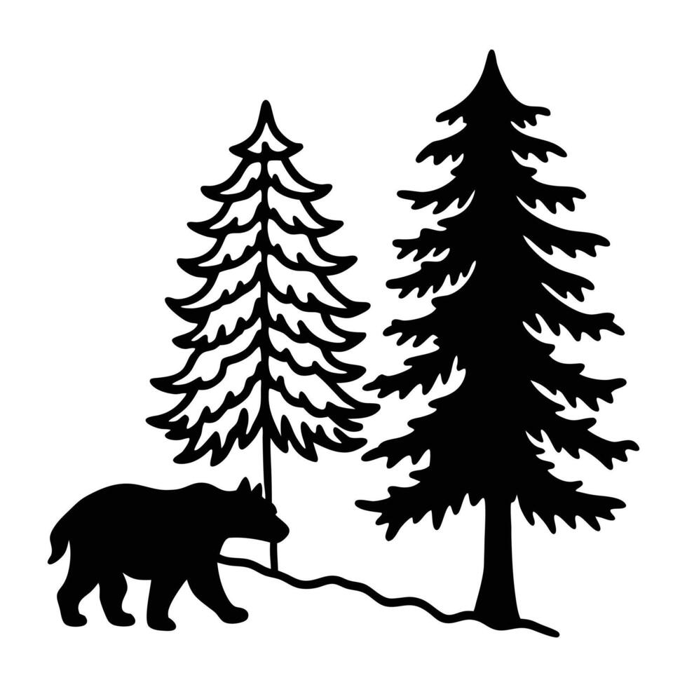 Modern Pine Tree Silhouette Simple Yet Powerful Design vector