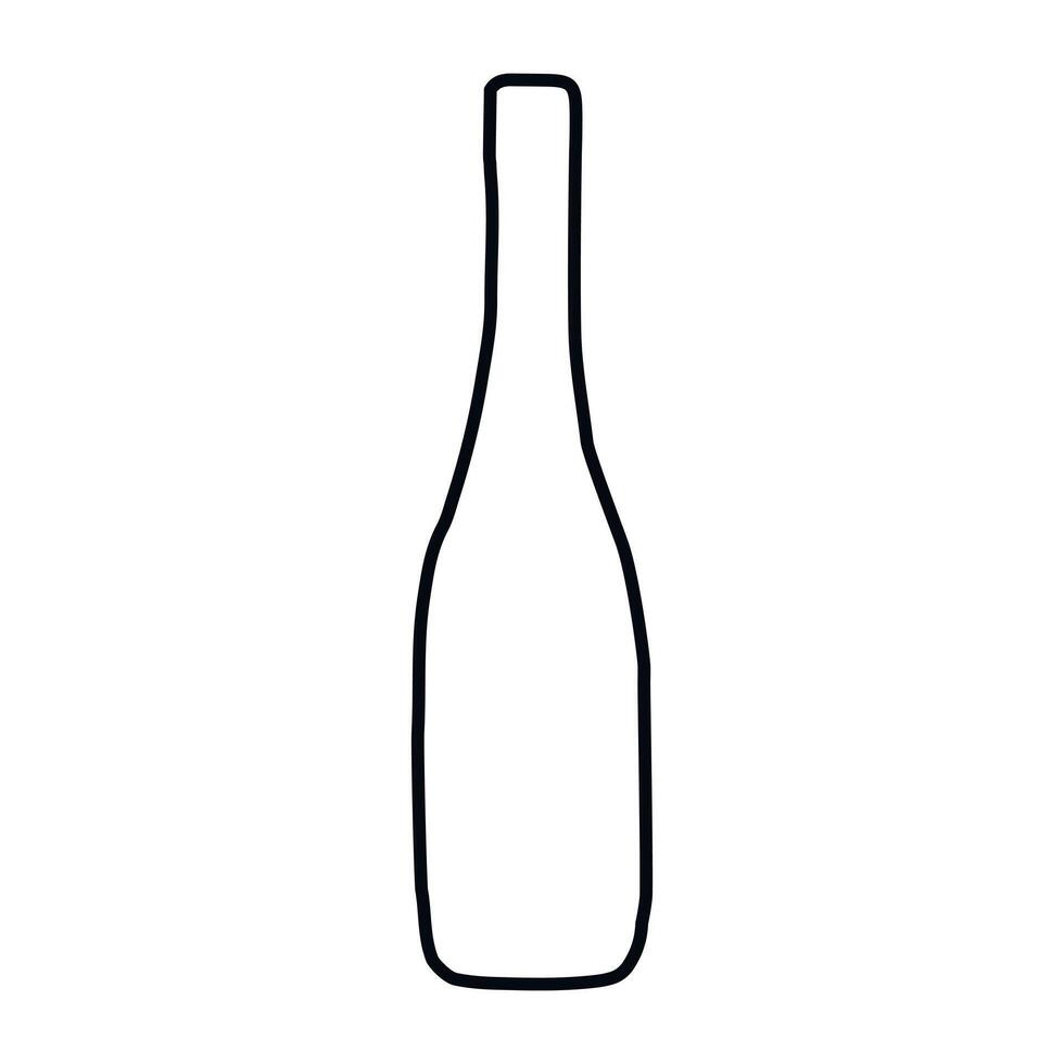 Beer Bottle, Black outline of glass Wine Bottle Isolated on White Background. Concept of Wine Art, Alcohol Beverage Icon, Minimalist Design, Elegant Drink, Graphic Element for Print vector