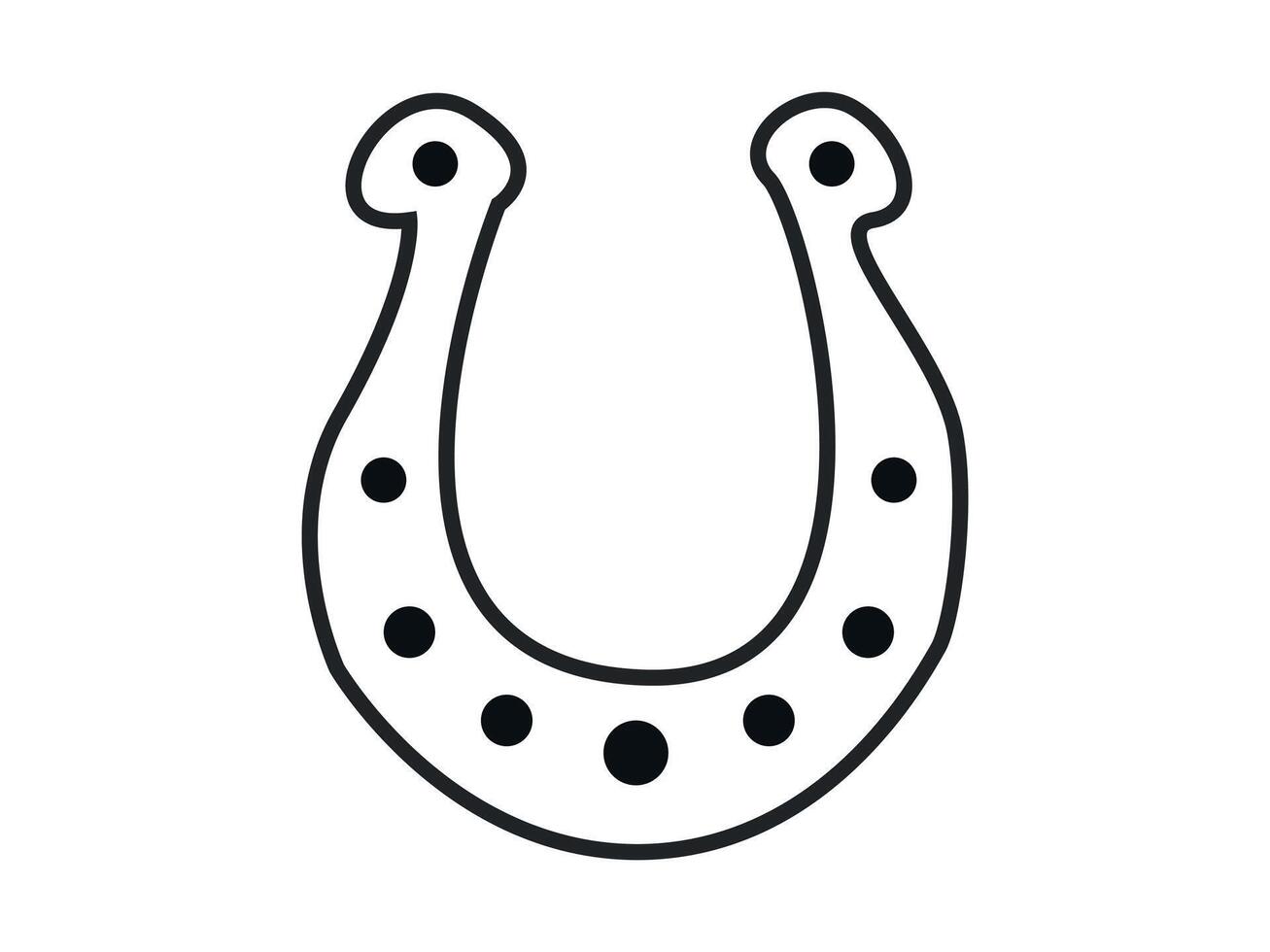Simple Black Horseshoe Outline Sketch Isolated on White Background. Concept of Luck, Rustic Charm, Good Fortune, Minimalist Design, Lucky Symbol, Traditional Icon, Decorative Element, Horse Theme vector