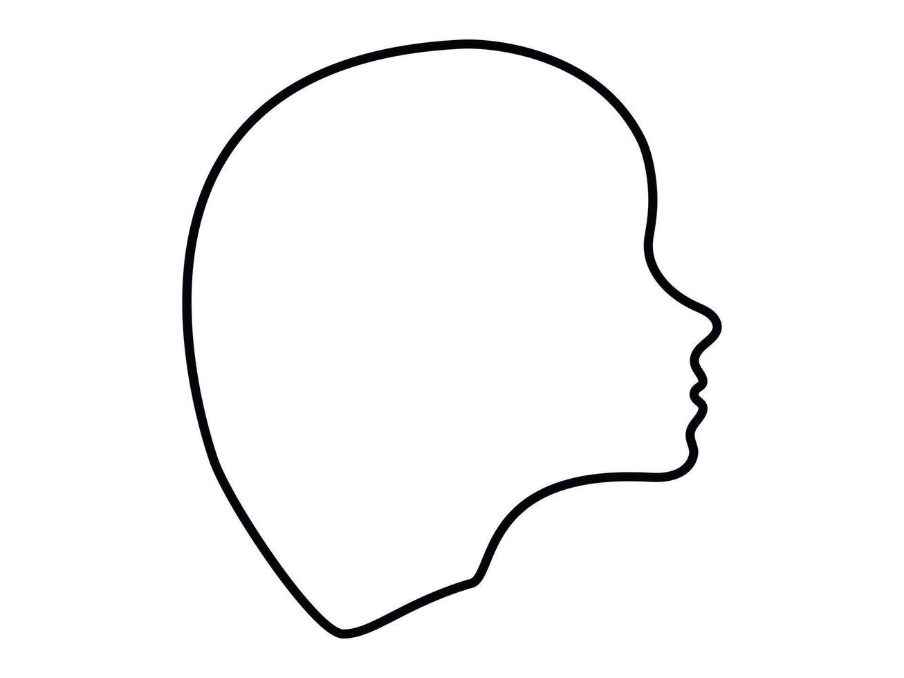 Minimalist Black Outline of Human Woman Face Profile Isolated on White Background. Head of child. Concept of Identity, Simplicity, Graphic Design, Icon, Kid Creative Illustration, Abstract Form. Print vector