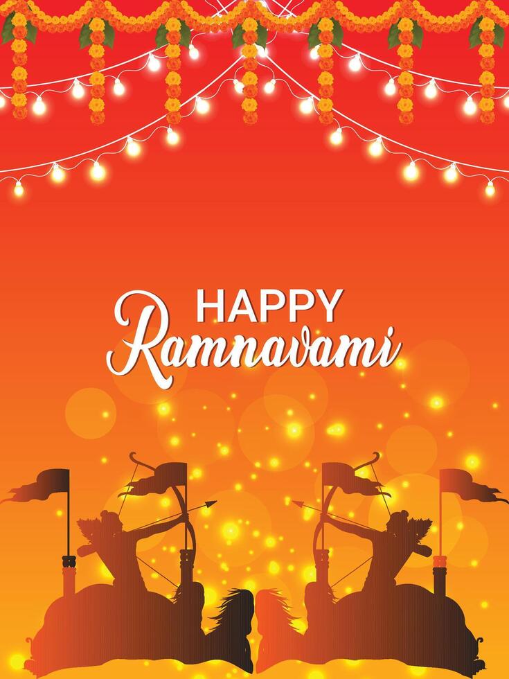 happy Shree ram navami design lord rama holding bow and arrow vector