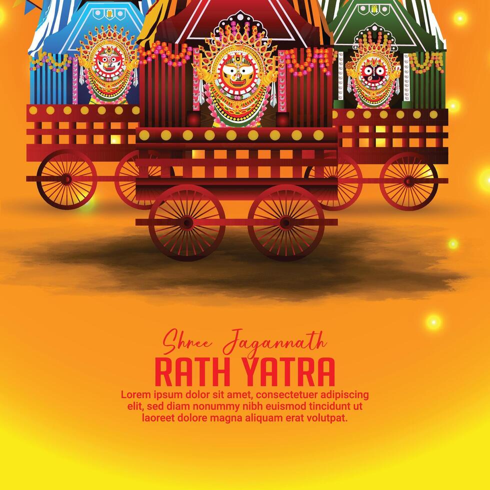 Indian religious festival rath yatra celebration festival with lord balabhadra and subhadra vector