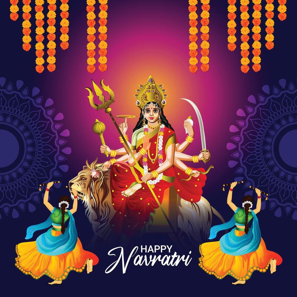 Navratri festival of indian celebration background vector