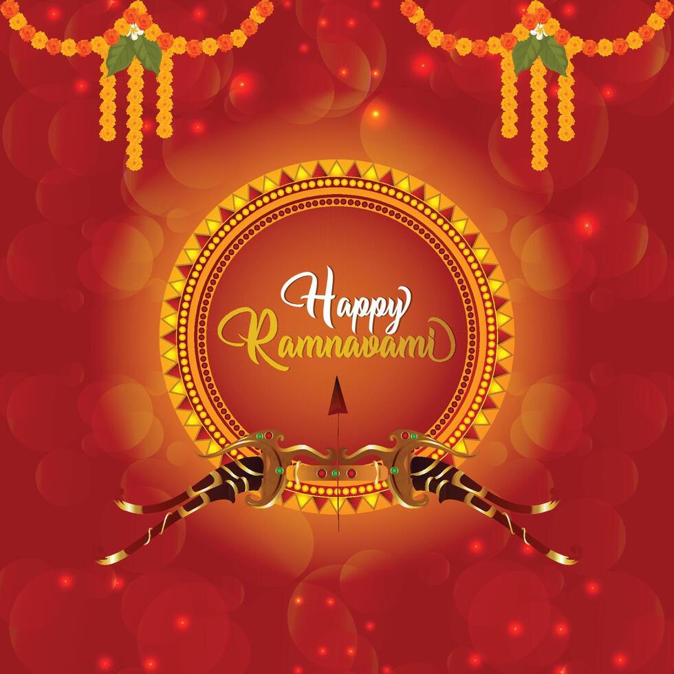 Shree ram navami design lord rama holding bow and arrow vector