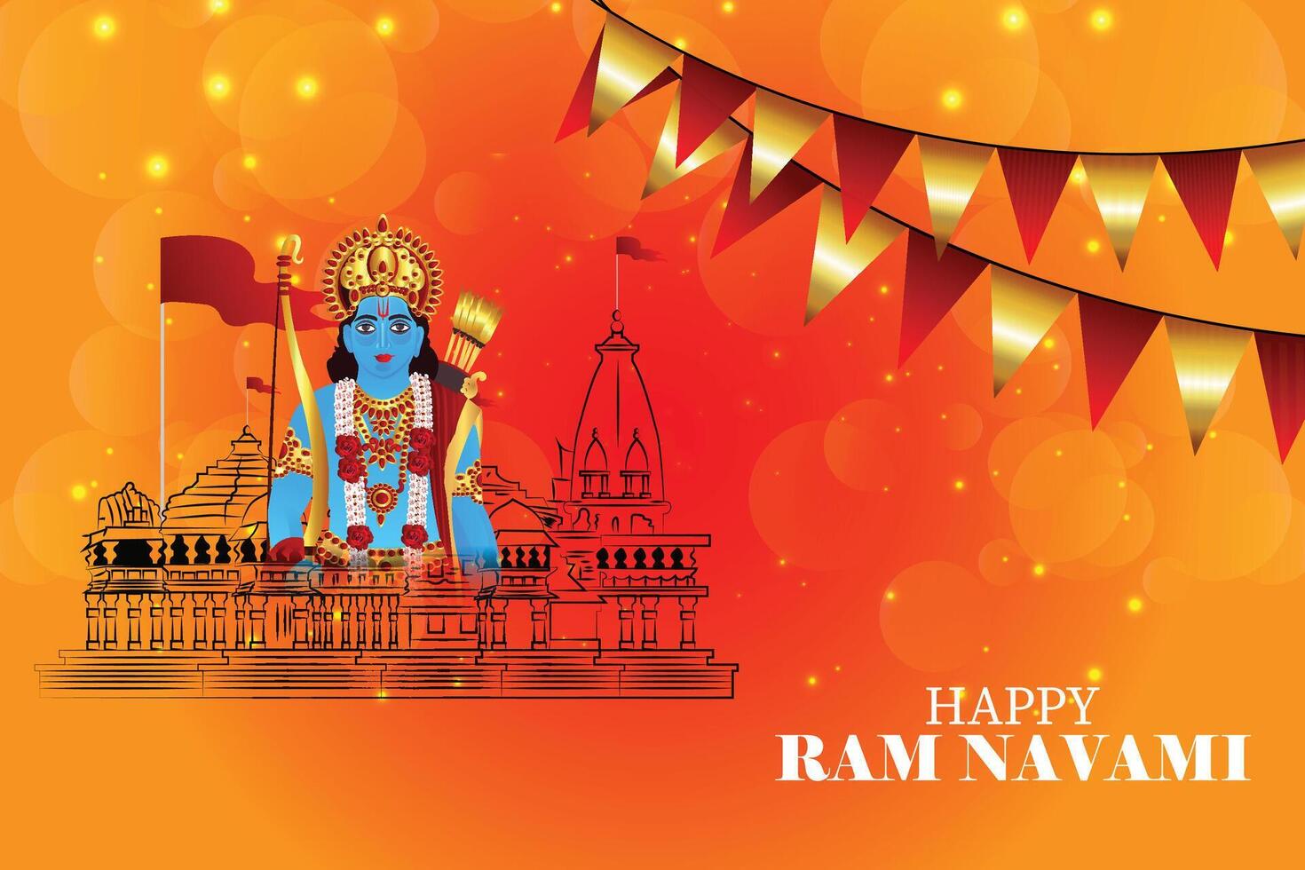 Shree ram navami lord rama holding bow and arrow vector