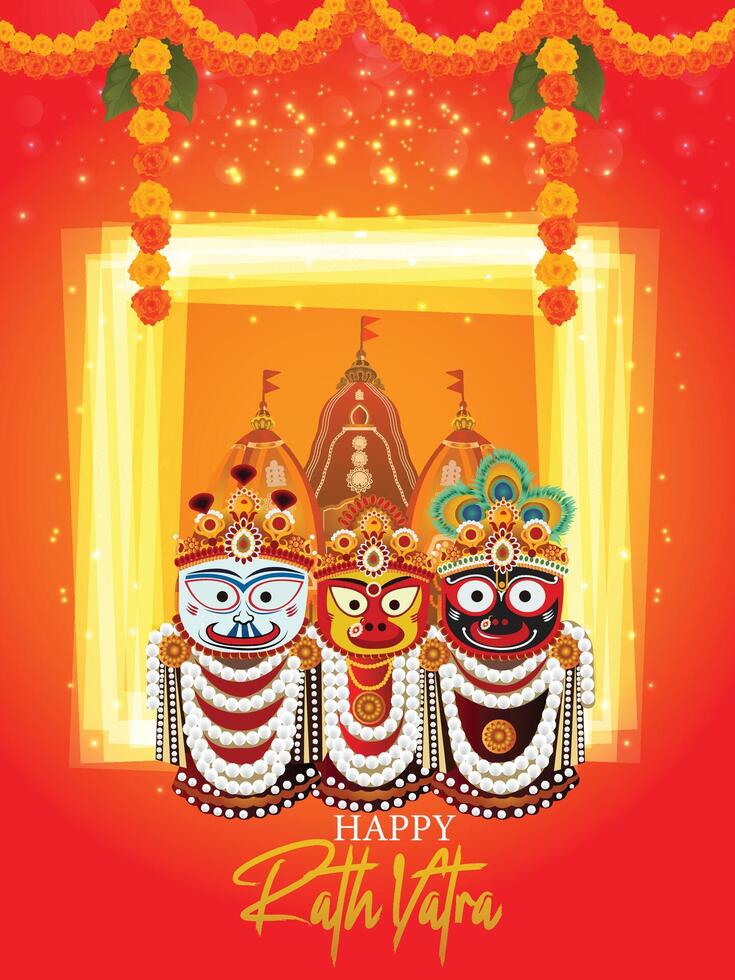 Shree jagannath rath yatra illustration banner vector