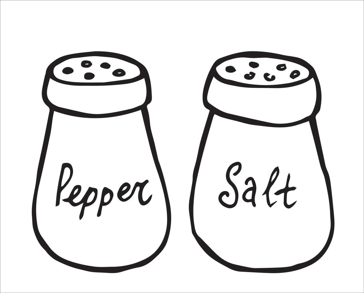 salt and pepper shakers, cute doodle illustration vector