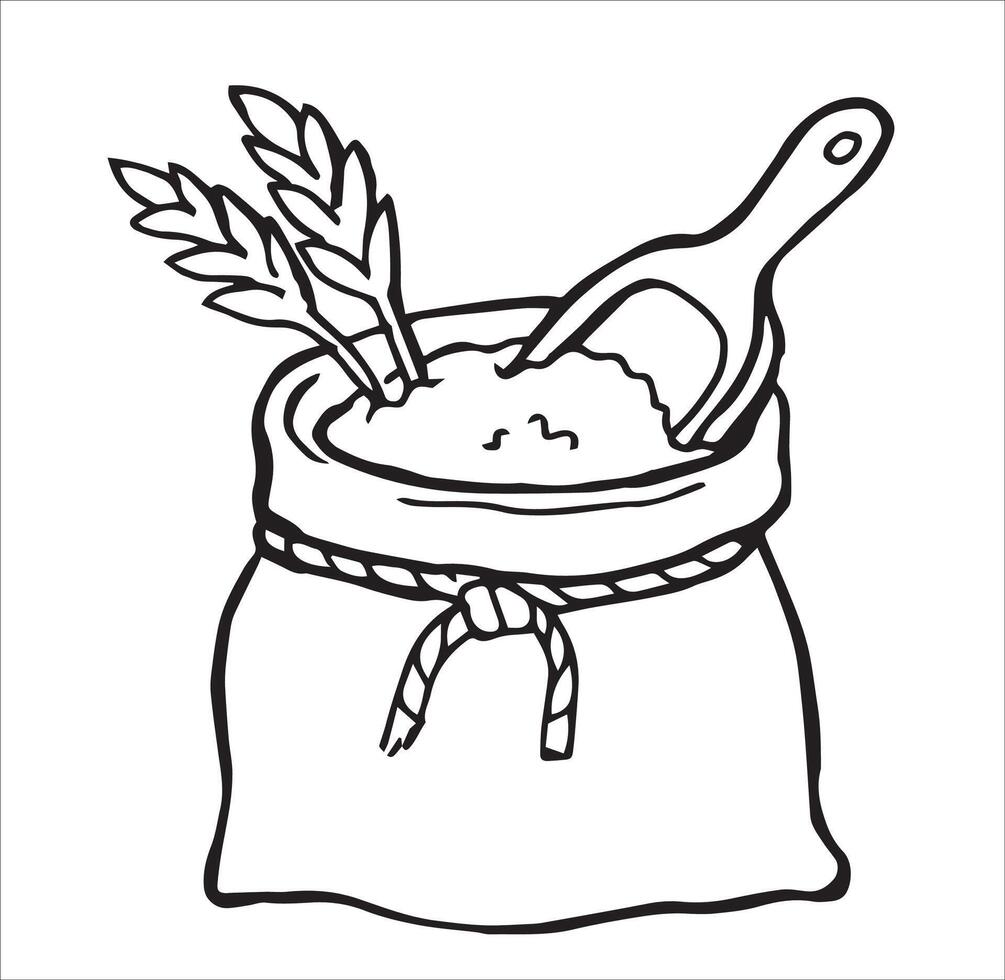 bag of flour. cute doodle illustration vector