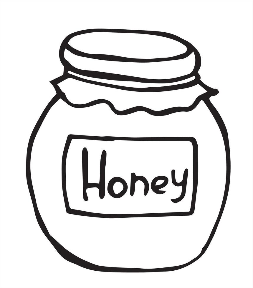jar of honey, cute doodle illustration vector