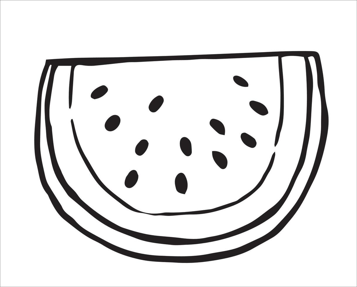 slice of watermelon, cute doodle illustration vector