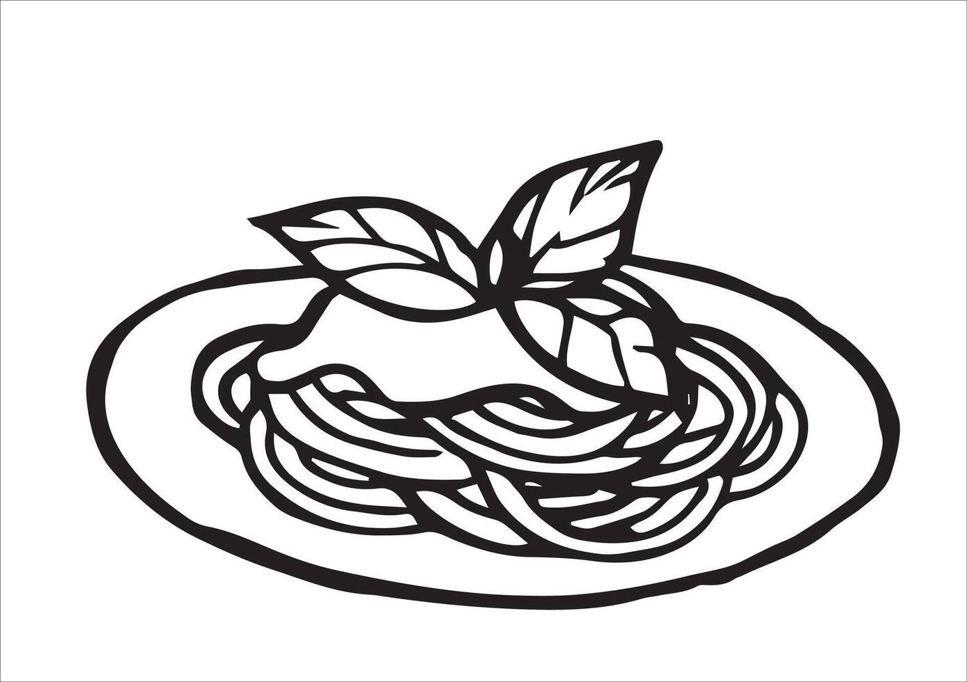 plate of homemade pasta, cute doodle illustration vector