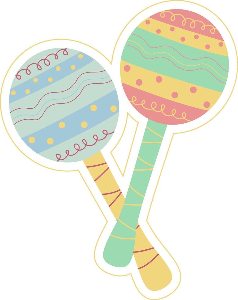 multicolored maracas sticker vector