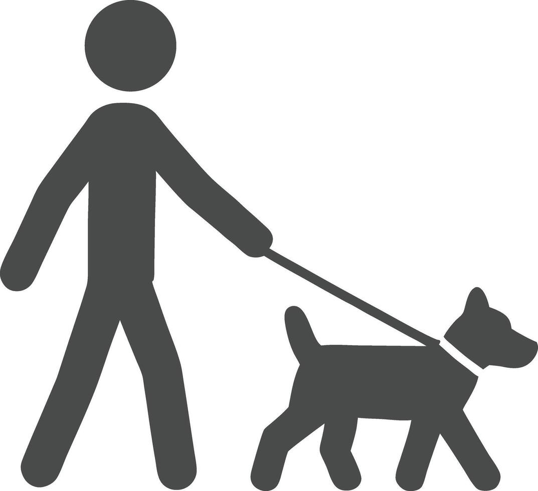silhouette of a man walking a dog vector