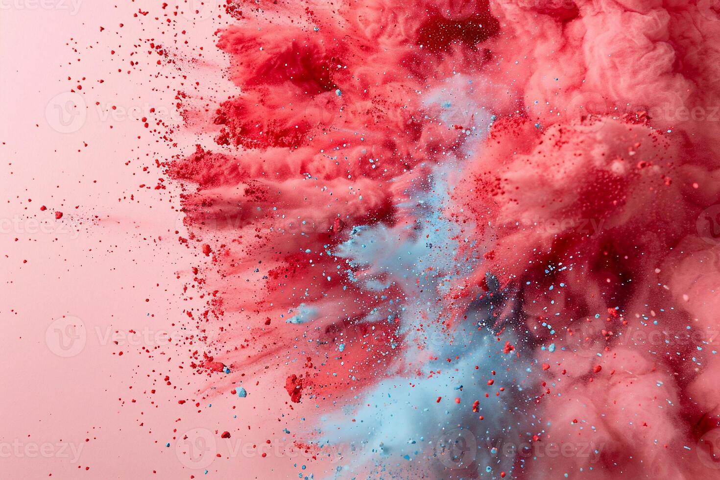 Abstract explosion of pink and blue powder. A vibrant display of color in motion photo