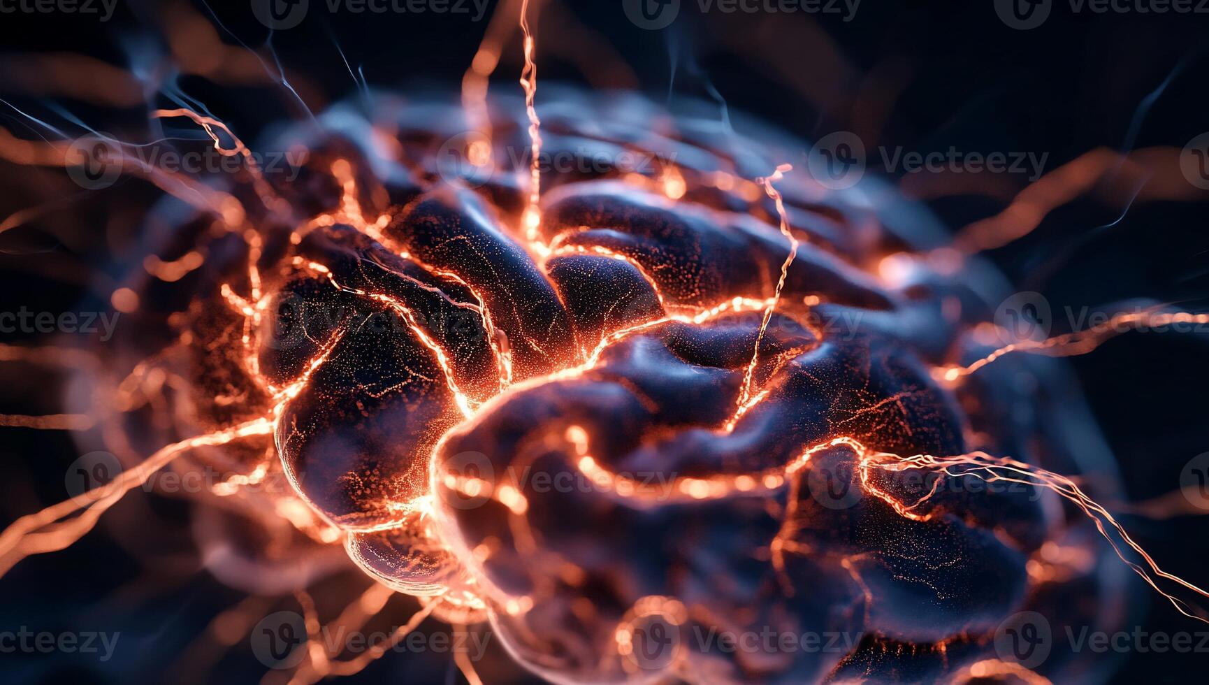 Active brain, neural network, glowing photo