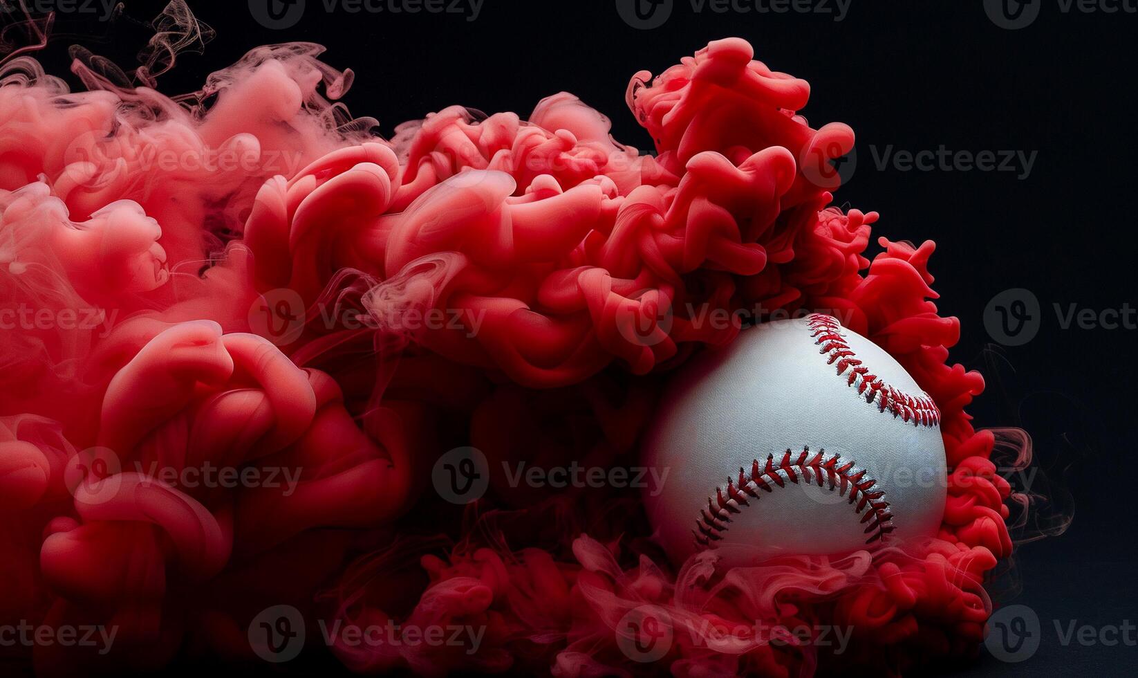 Baseball in a Red Ink Cloud photo