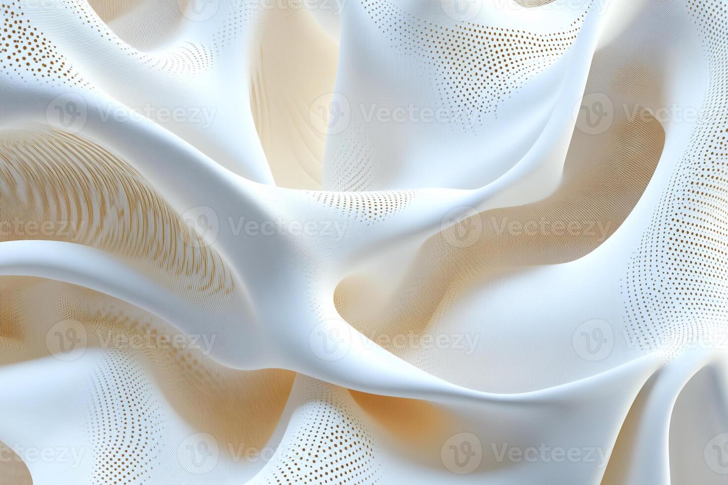 Abstract white fabric, flowing folds, dotted texture photo