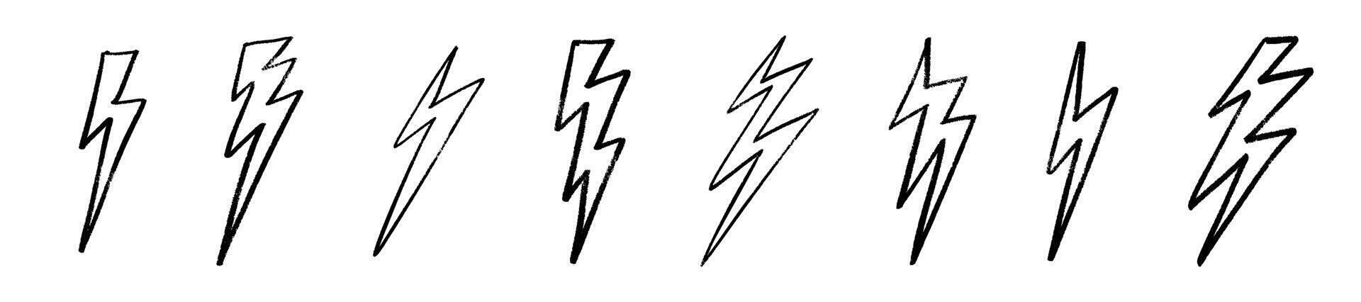 Lightning thunderbolt pictogram outline. Power logo with electric flash energy. Flat illustration isolated on white background. vector