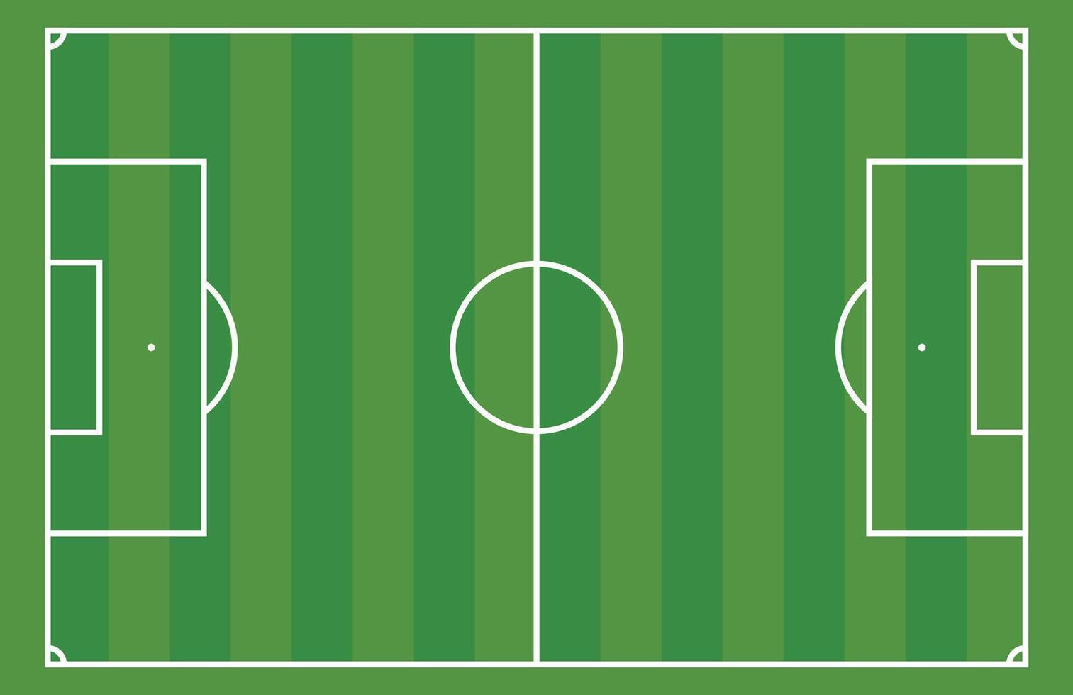 Football field top-down view with court lines. Stadium grass pitch and ground markings. Flat illustration isolated on white background. vector