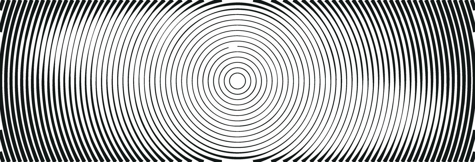 Abstract spiral pattern with concentric circular shapes and ripple effect. Black and white radial graphic background. Flat illustration isolated vector