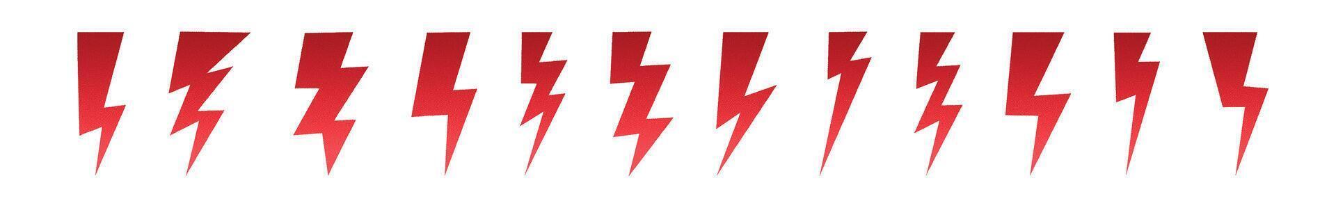 red Lightning thunder comic . Electric power cartoon line texture. Flat illustration isolated on white background. vector