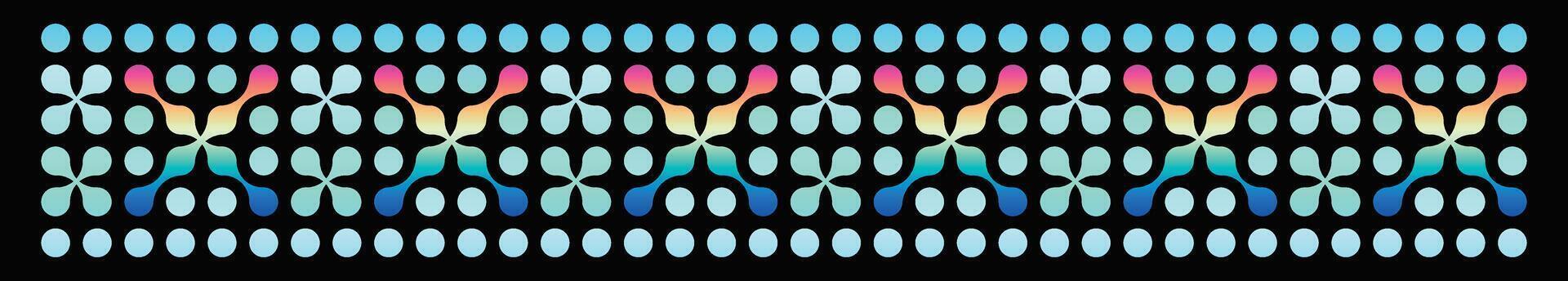Colorful Circular connect pattern with metaball lines. Tech morph dots and fluid organic shapes. Flat illustration isolated on white background. vector