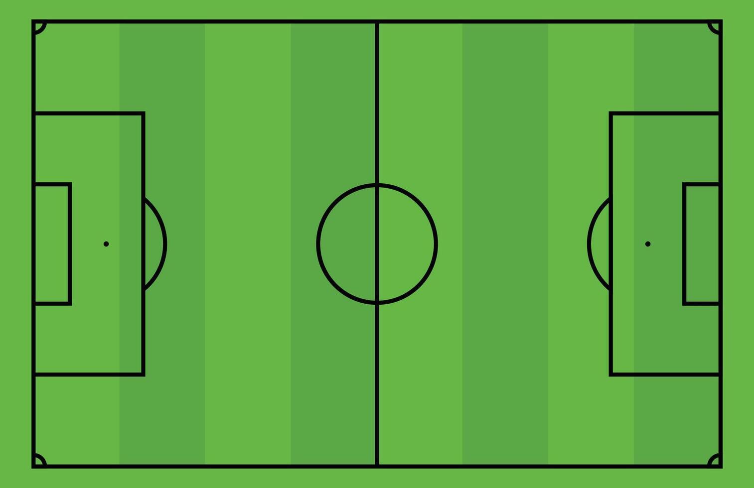 Aerial soccer field with sport court lines. Stadium pitch grass and ground view. Flat illustration isolated on white background. vector