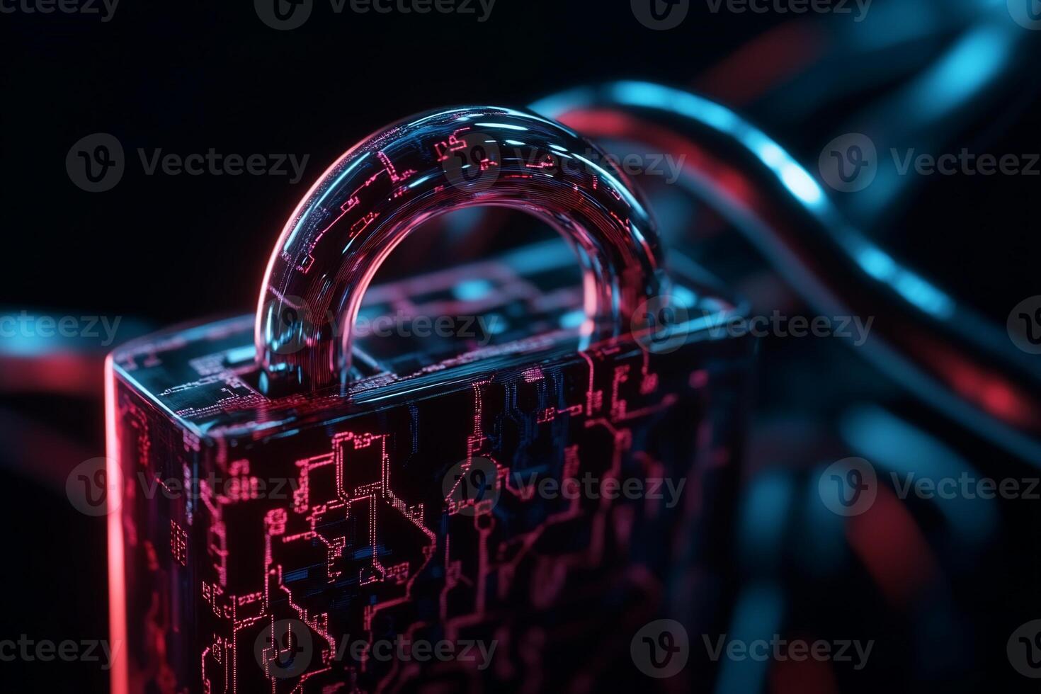 Cybersecurity lock, digital security photo