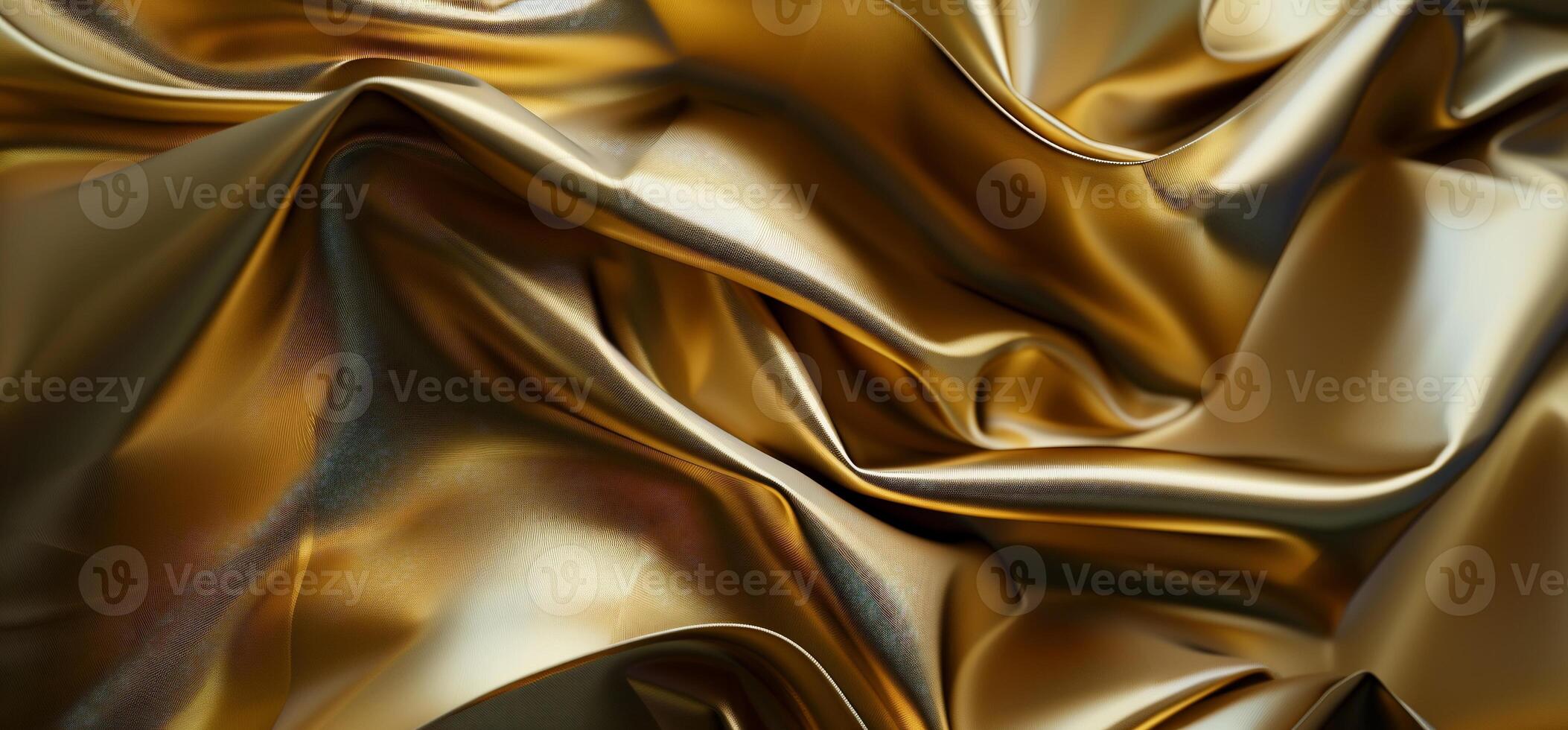 Golden fabric background with folds and folds photo