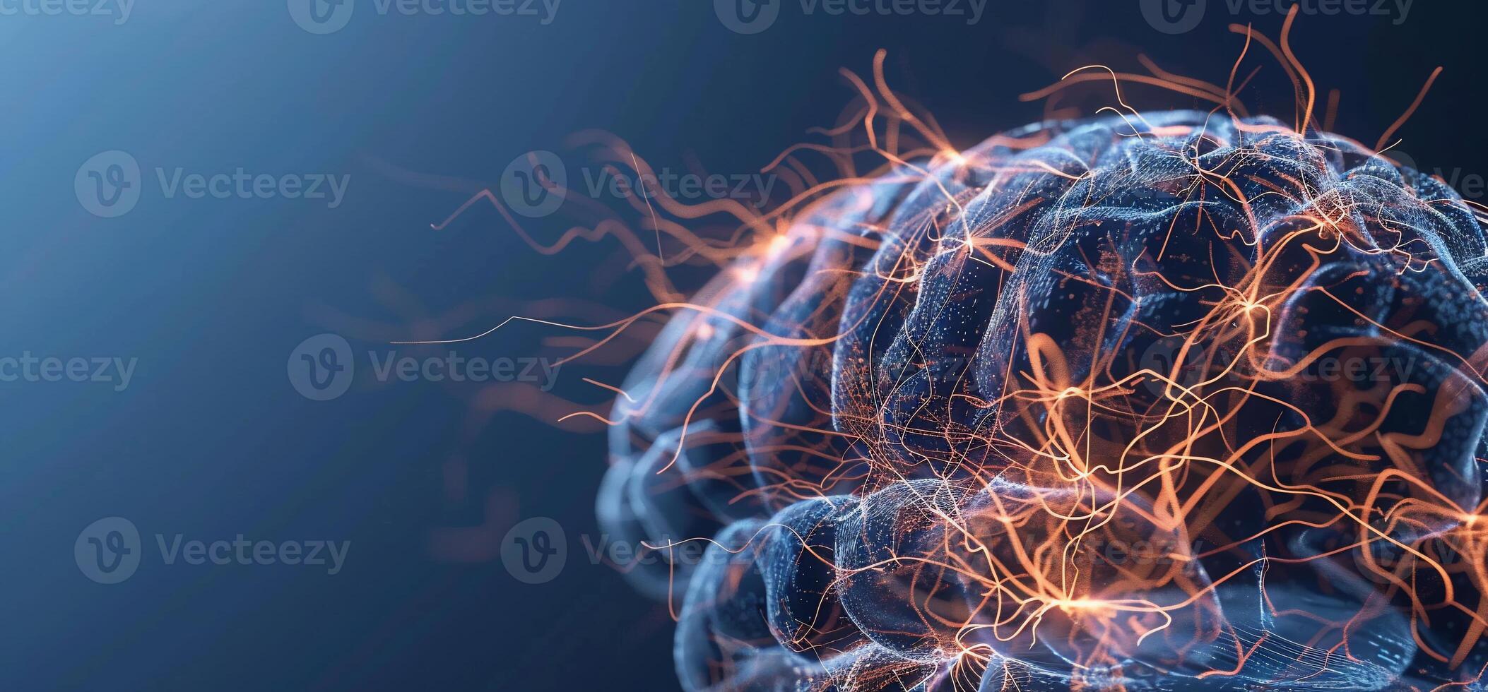 A brain with glowing wires photo
