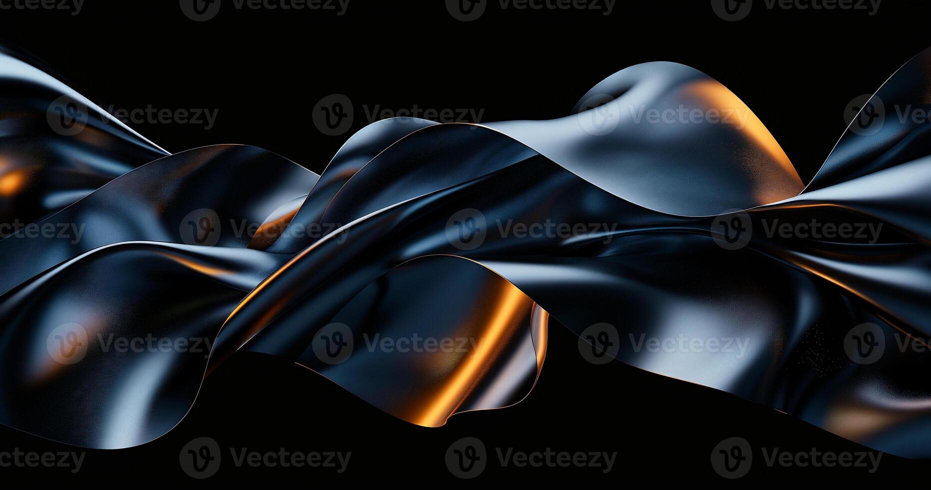A black background with a shiny black and gold fabric photo