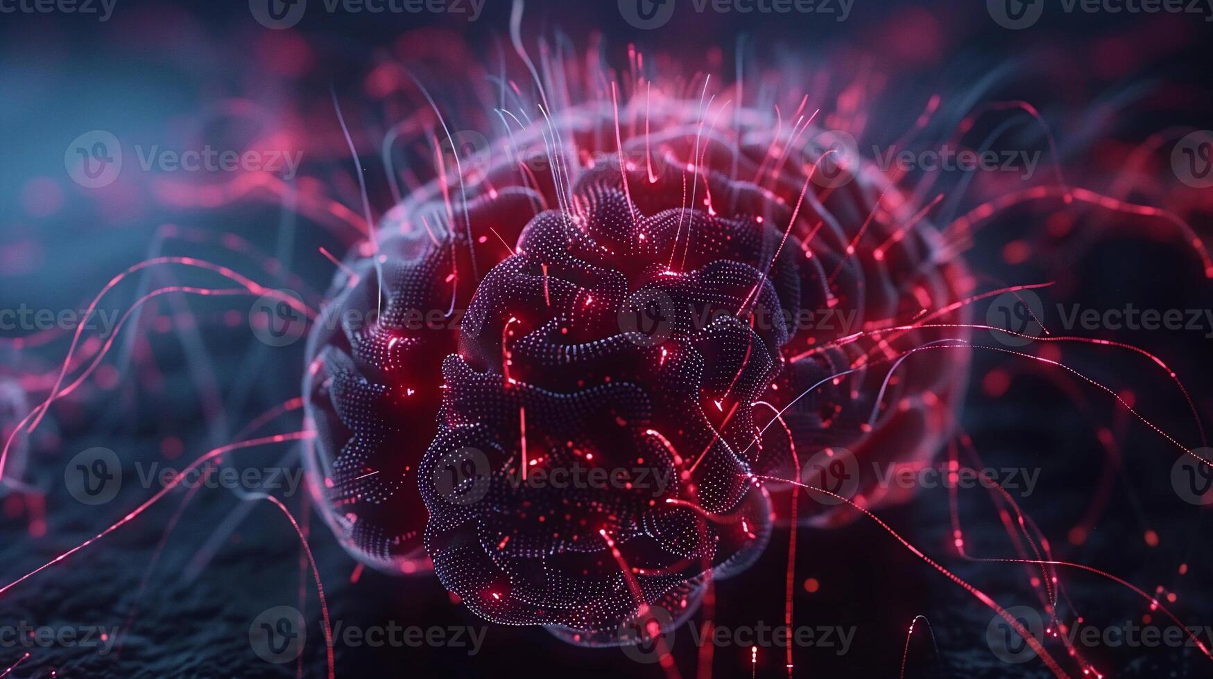 Neural network, glowing brain photo