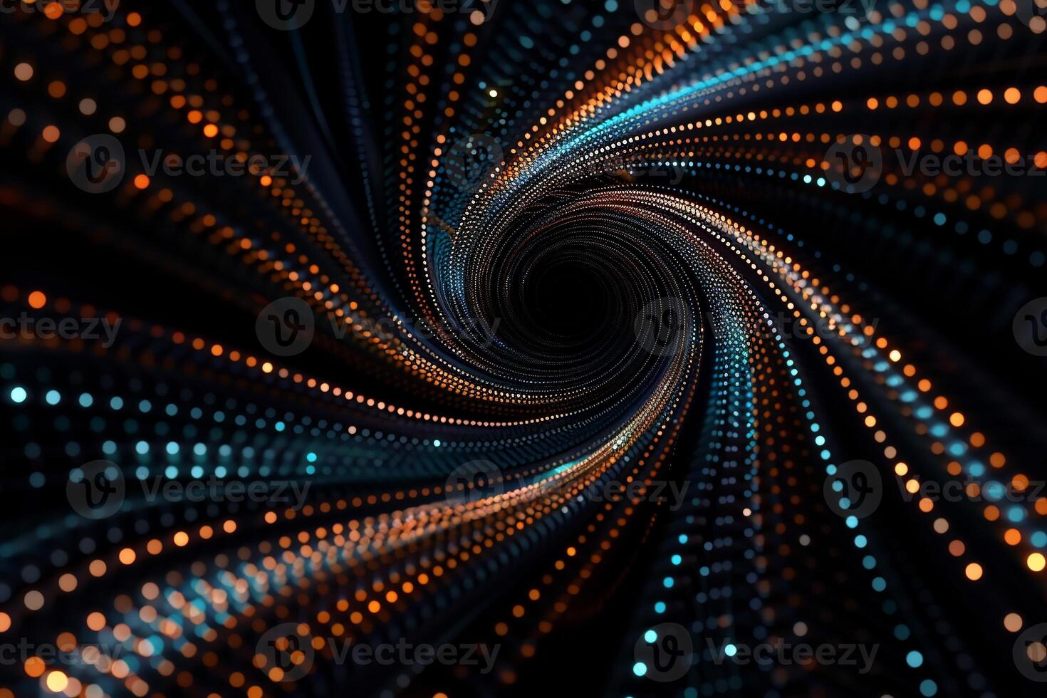 Abstract swirling tunnel of luminous dots photo