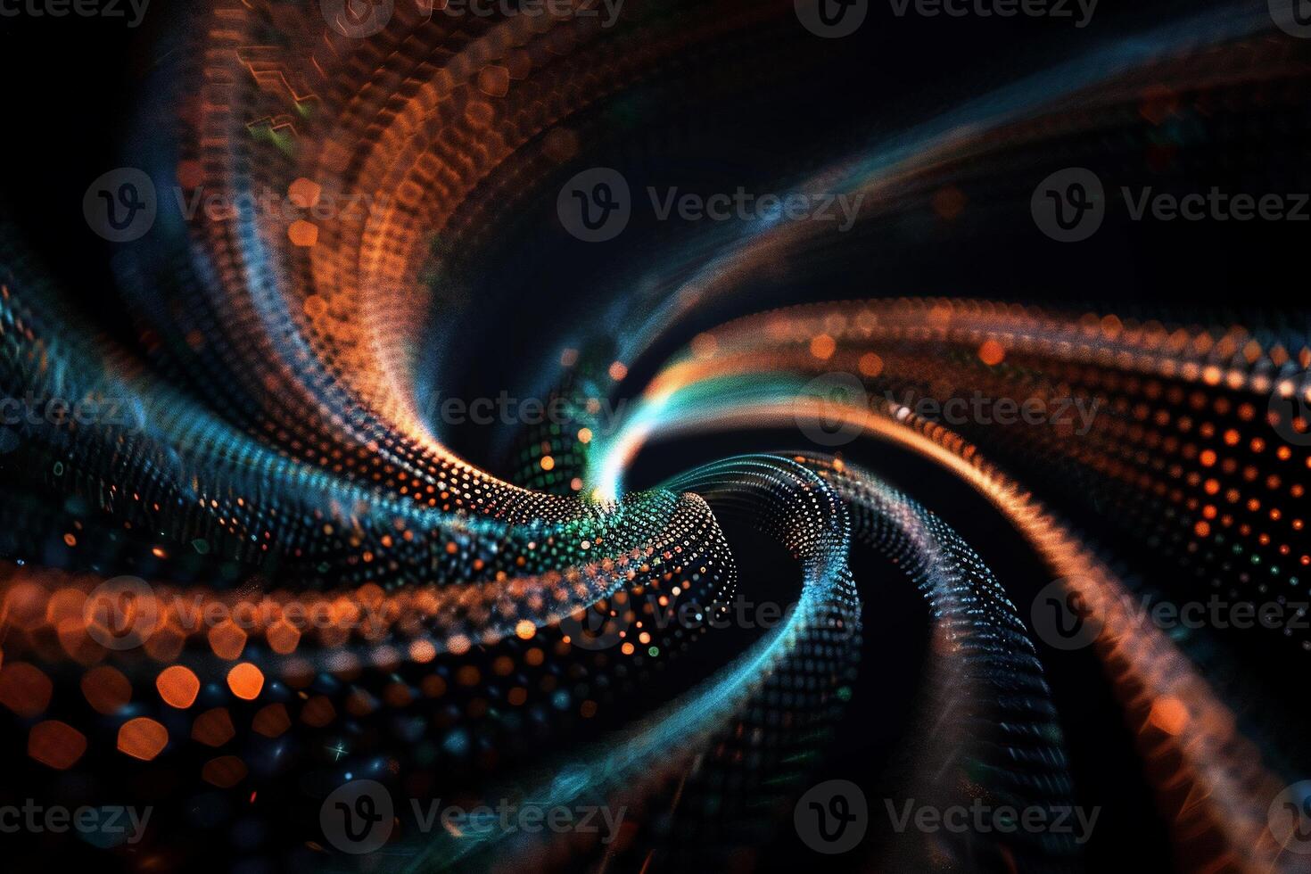 Abstract swirling pattern of interconnected dots in vibrant colors photo